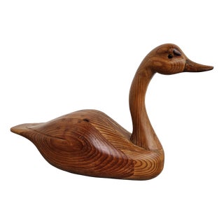 Carved Pine Goose Figuirine, Canada, 1993 For Sale