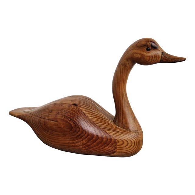 Carved Pine Goose Figuirine, Canada, 1993 For Sale
