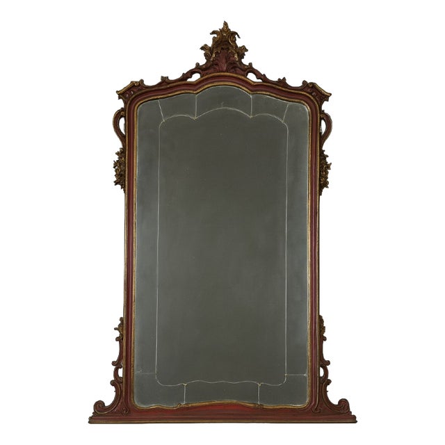 Louis XV Baroque Style Venetian Mirror in Lacquered and Gilded Wood For Sale