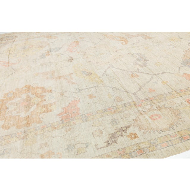 Modern Ethereal Modern Oushak Style Handmade Wool Area Rug Pastels & Earth Tones 14x19 For Sale - Image 3 of 11