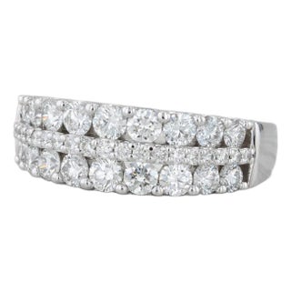 1.31ctw Diamond Ring 14k White Gold Size 8 Wedding Anniversary Band For Sale