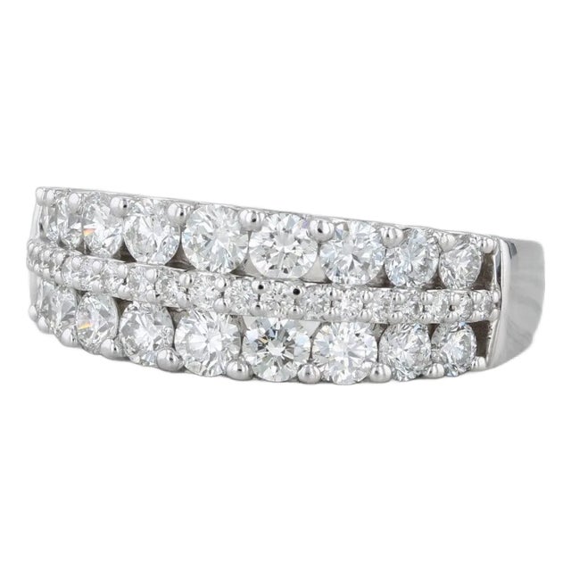 1.31ctw Diamond Ring 14k White Gold Size 8 Wedding Anniversary Band For Sale