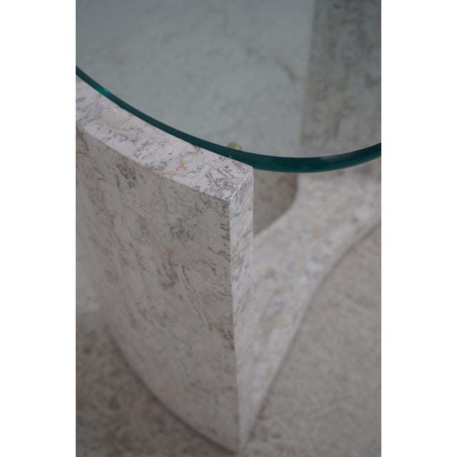 1990s Pair Maitland Smith Modern Design Marble & Glass End Tables For Sale - Image 5 of 13