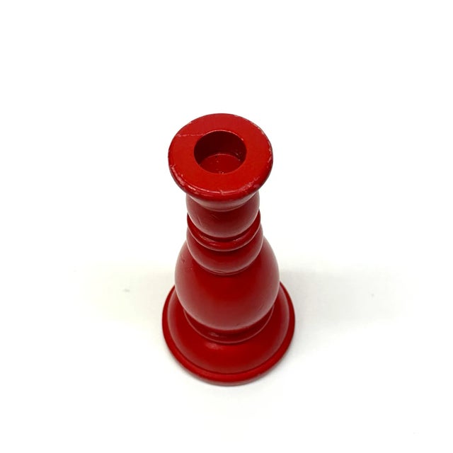 Multi-Toned Red Wooden Candle Holder Curation - Group of 5 For Sale - Image 10 of 12