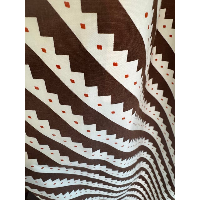 Traditional Schumacher “Zeppelin” Drapery Panels in Brown With Samuel & Sons Trim For Sale - Image 3 of 7