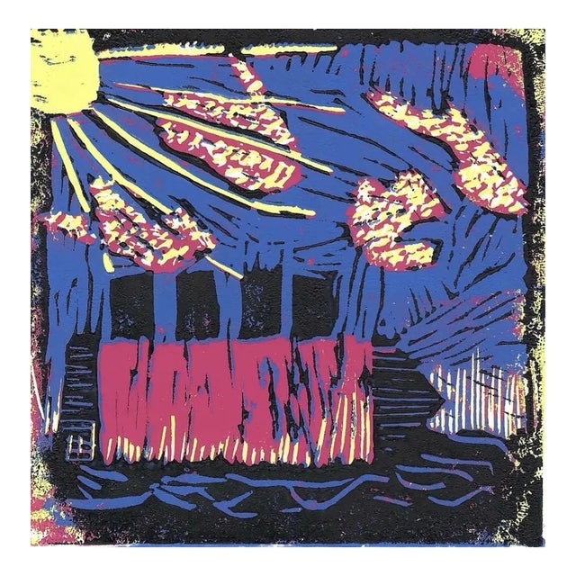 1990s Nautical Linocut by Stanley For Sale