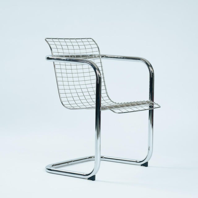 Mid-Century Modern Vintage Italian Wire Chairs in Chrome and Metallic, 1974, Set of 4 For Sale - Image 3 of 18