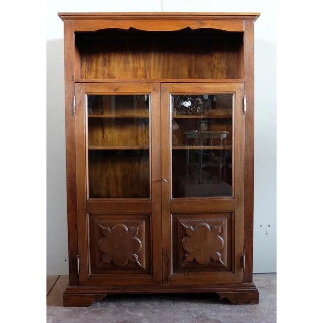 Wood Vintage Hand-Crafted Italian Walnut Bookcase Cabinet, 1980s For Sale - Image 7 of 7