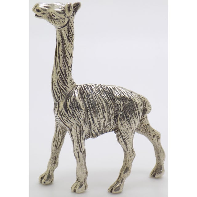 Italian Vintage Italian Handmade Genuine Silver Llama Lama Rare Solid Figurine Miniature For Sale - Image 3 of 9