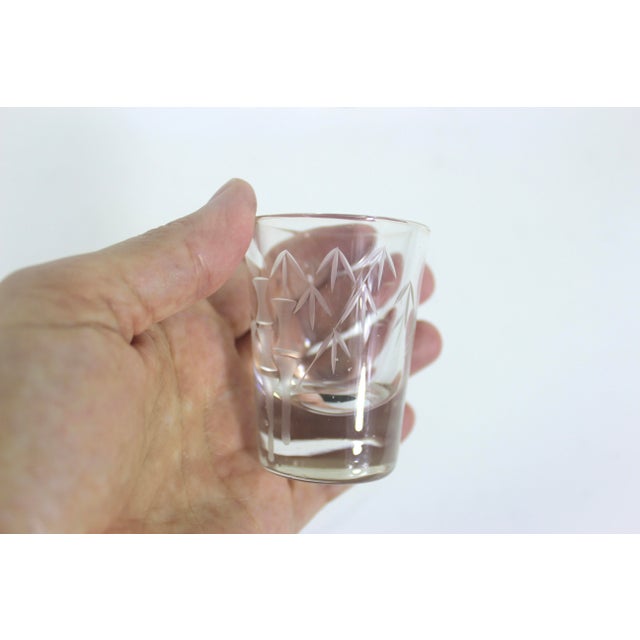 Vintage Etched Bamboo Shot Glasses Set of 4 For Sale - Image 4 of 10