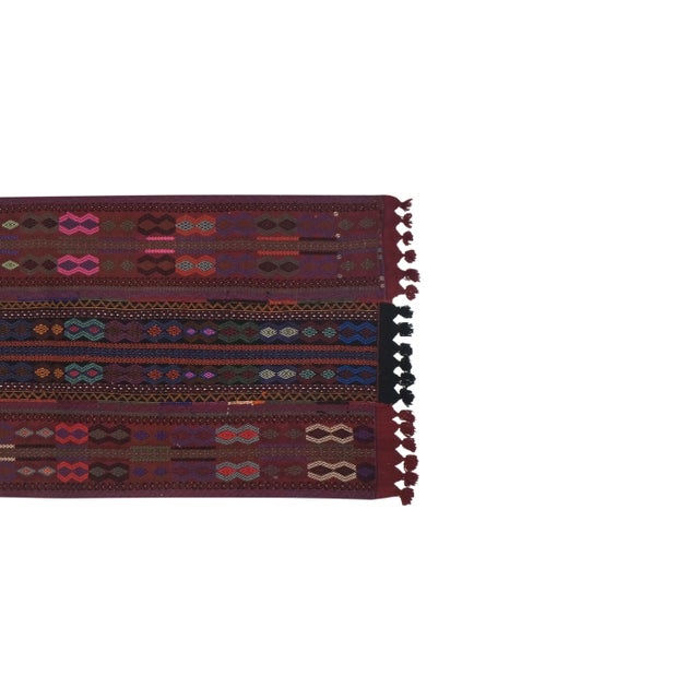 1960s Vintage Brown Turkish Jajim Kilim Runner Rug 4'1" X 17'3" For Sale - Image 5 of 13