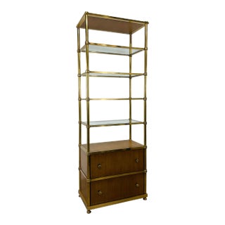 Laura Kirar for Baker Modern Brass and Wood Frazier Etagere For Sale