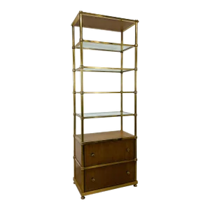 Laura Kirar for Baker Modern Brass and Wood Frazier Etagere