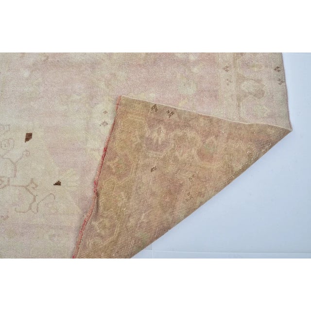 Faded Red and Beige Vintage Carpet For Sale - Image 9 of 10