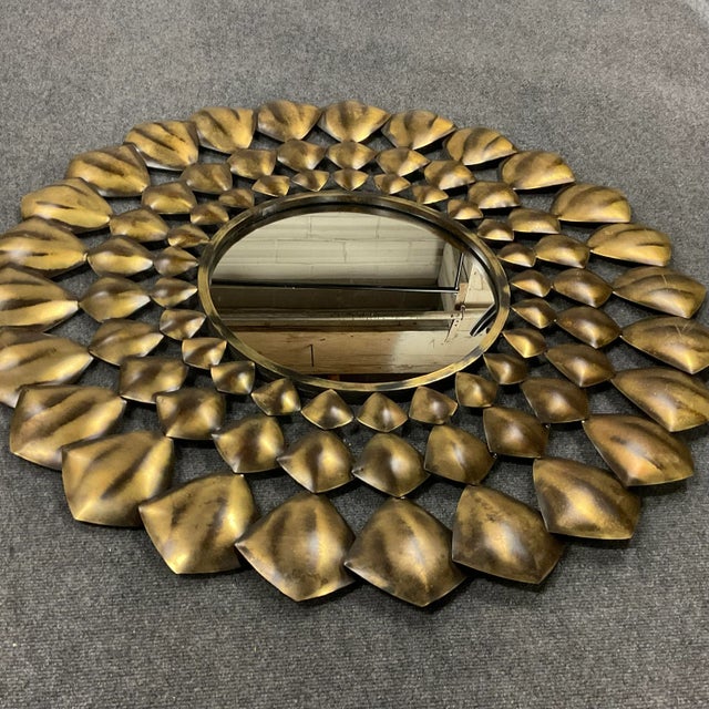 Metal 1970s Mid-Century Brutalist Boho Chic Starburst Wall Mirror. For Sale - Image 7 of 7