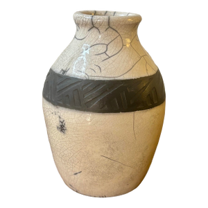 Vintage Mid-Century American Studio Pottery Raku Vase, Signed