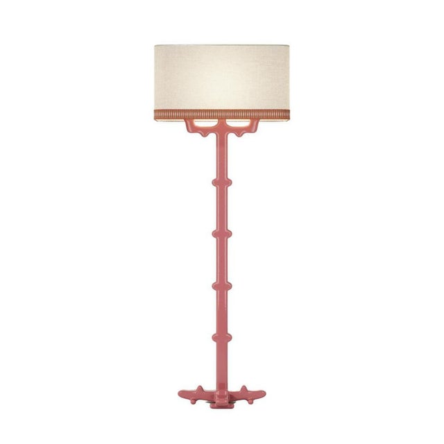 Alba Floor Lamp in Ceramic and Linen with Samuel & Sons Trimming by Popus Editions For Sale - Image 6 of 9