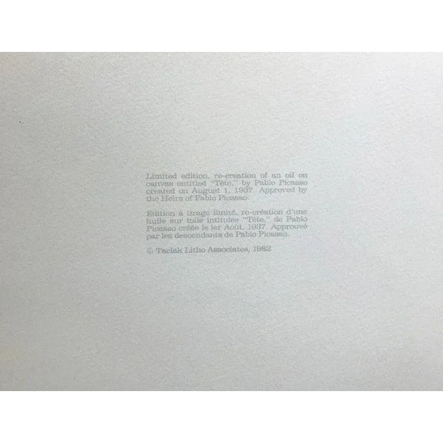 Cubism Tete 1980s Pablo Picasso Estate Lithograph For Sale - Image 3 of 3