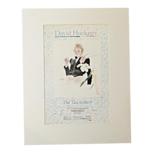 Vintage 1987 David Hockney Art Print w/14x18 Mat: "The Tate Gallery...1980"
