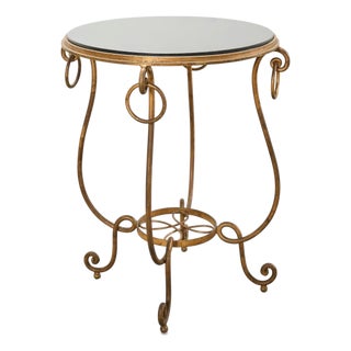 Rene Drouet Style Gilded Iron Granite Top Center Table For Sale