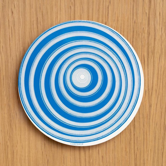 1980s Marcel Duchamp, Blue and White Cerceaux Rotorelief from Konig Series 133, 1987, Wood For Sale - Image 5 of 11