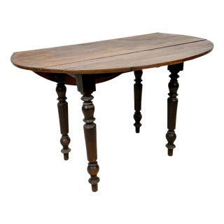 Spanish Wood Drop-Leaf Dining Table with Turned Legs, 1920 For Sale