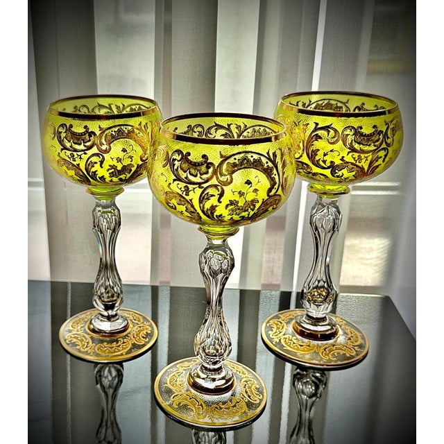 Antique Gilded Crystal Roemer Wine Glasses, 1890s, Set of 6 For Sale - Image 13 of 18