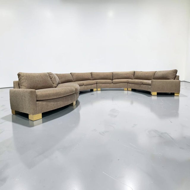 1970s Serpentine Sectional Sofa With Brass Feet For Sale - Image 10 of 11