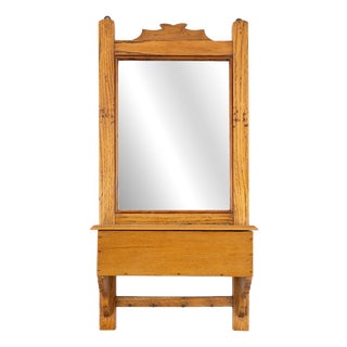 French Wooden Shaving Cabinet with Mirror, 1890s For Sale