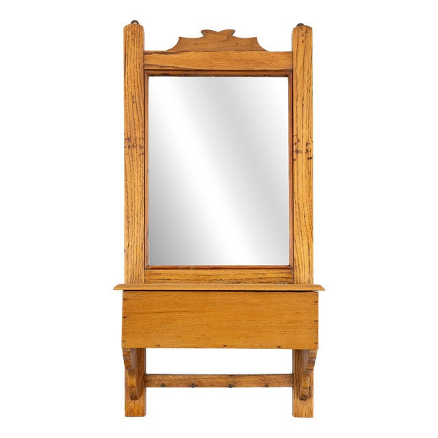French Wooden Shaving Cabinet with Mirror, 1890s For Sale