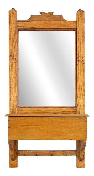 French Wooden Shaving Cabinet with Mirror, 1890s