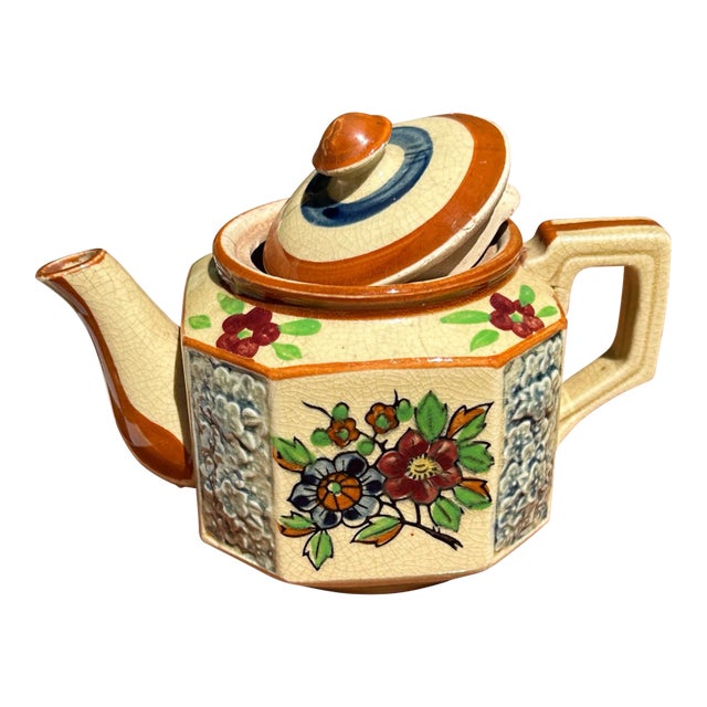 1970s Small Floral Tea Pot For Sale