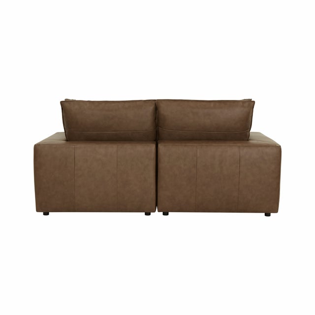 2020s Cali Brown Leather Modular Loveseat For Sale - Image 5 of 8