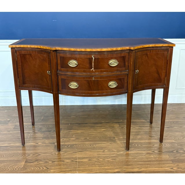 Brown 56” Hepplewhite Sideboard by Leighton Hall - Showroom Sample For Sale - Image 8 of 13