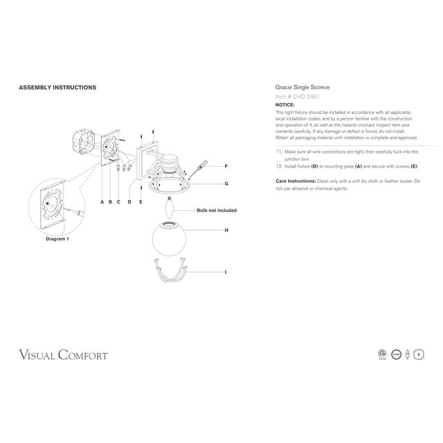 Chapman & Myers for Visual Comfort Signature Gracie Single Sconce in Polished Nickel with White Glass For Sale - Image 10 of 10