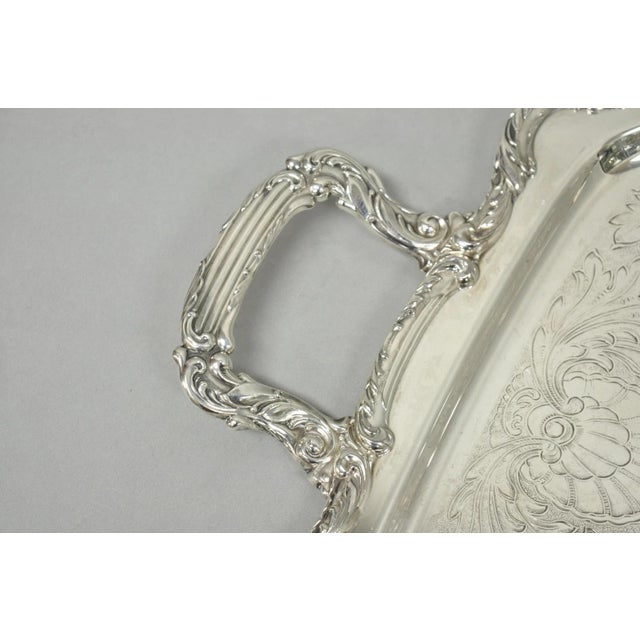 Vintage Wm a Rogers Victorian Silver Plated Twin Handle Serving Platter Bar Tray For Sale - Image 4 of 14