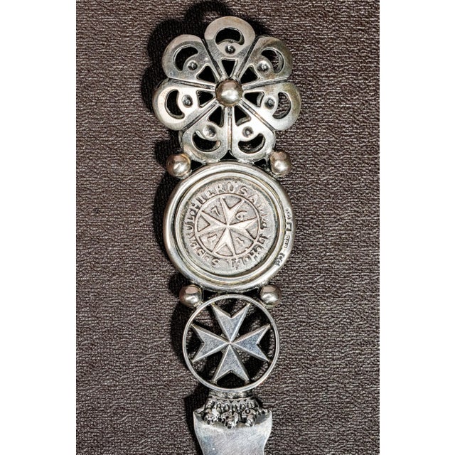 Unique Maltese Silver Desk Set Inset Antique Malta Tari Coin Letter Opener and Ink Blotter For Sale - Image 4 of 18