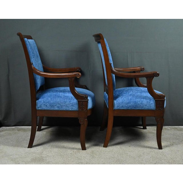 Wood Early 19th Century Restoration Mahogany Armchairs, Set of 2 For Sale - Image 7 of 18