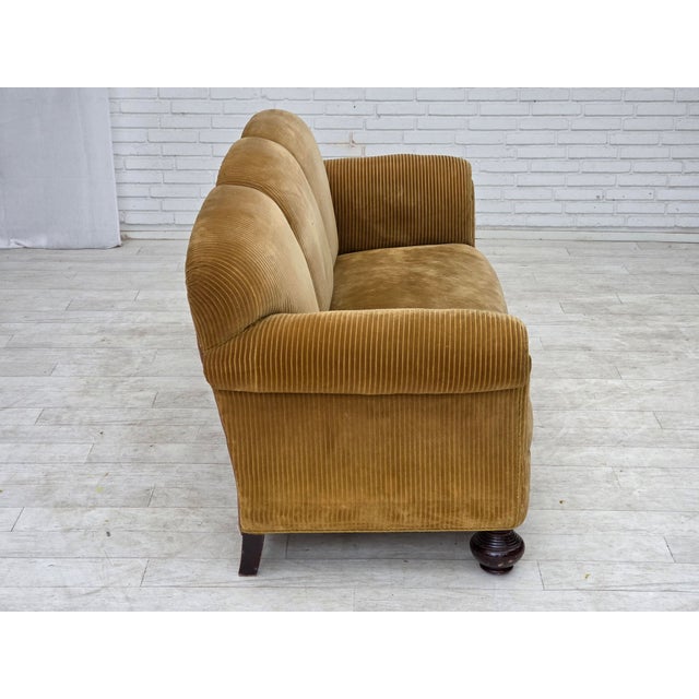 Danish Beech Three-Seater Sofa with Corduroy Upholstery, 1950s For Sale - Image 11 of 18
