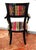 Italian Black Lacquer and Gilt Armchair with Floral Cotton Satin Upholstery, 1980s For Sale - Image 4 of 9