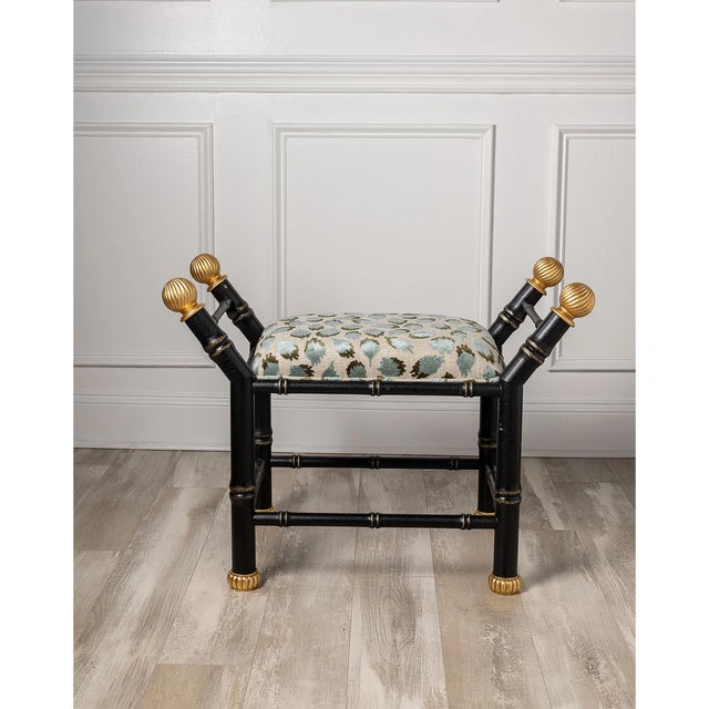 Boca Black Ocelot Celadon Bamboo Bench For Sale In Chicago - Image 6 of 7
