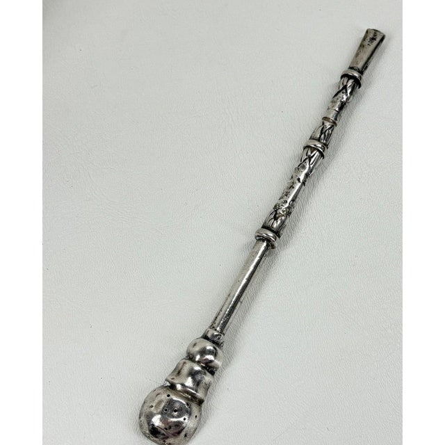 Antique South American 800 Silver & Hand-Chiseled Calabash Yerba Mate Set Elevate your collection with this authentic,...