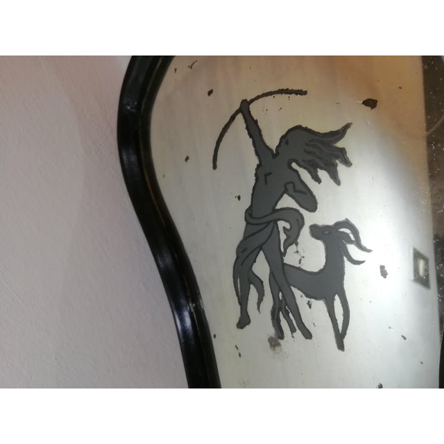 Black Decorated and Backlit Mirrors by Gio Ponti, Italy, 1930s, Set of 2 For Sale - Image 8 of 15