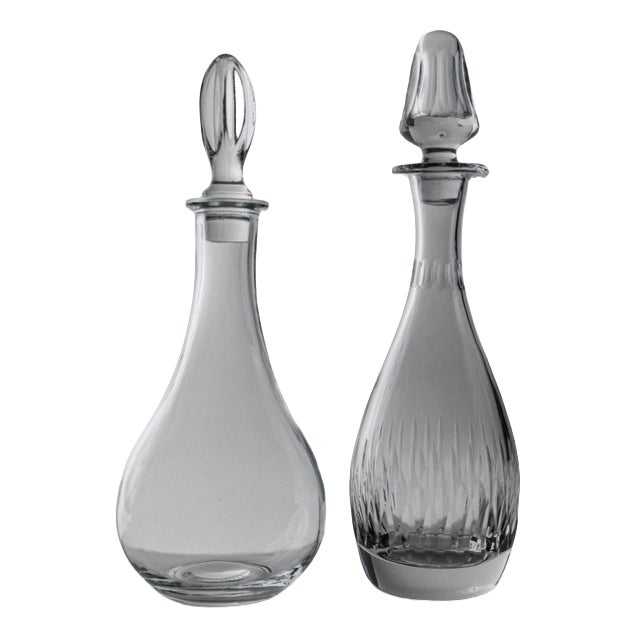 Vintage Murano Glass Decanters with Stoppers, 1980s, Set of 2 For Sale