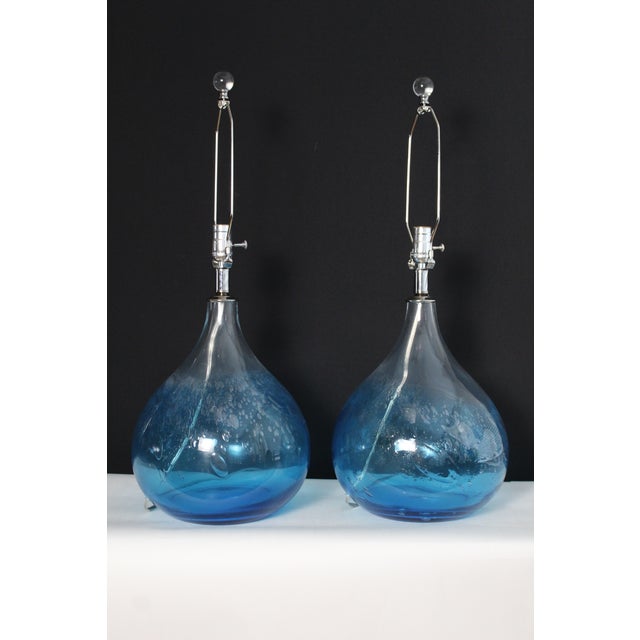 Mid 20th Century Seguso Style Hand Blown Murano Lamps - a Pair For Sale In Miami - Image 6 of 16
