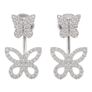 10k White Gold 1/4 CTTW Natural Diamond Butterfly Earrings, Pair