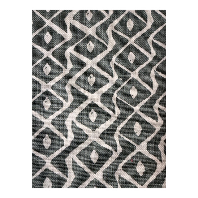 Peter Fasano Geometric Handprinted Linen Fabric- Sarpa 4 Yards For Sale