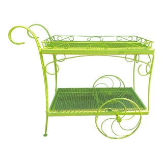 1950s Vintage Metal Tea Cart For Sale
