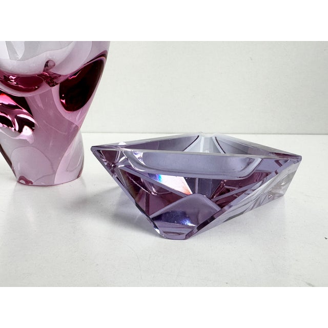 Bohemian Alexandrite Crystal Glass Ashtray attributed to Václav Hanus, Czech Republic, 1960s For Sale - Image 12 of 16