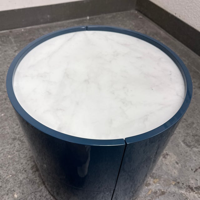 Pianca Dedalo Module Nightstand, Petrol Blue + Calcatta Marble For Sale - Image 9 of 12